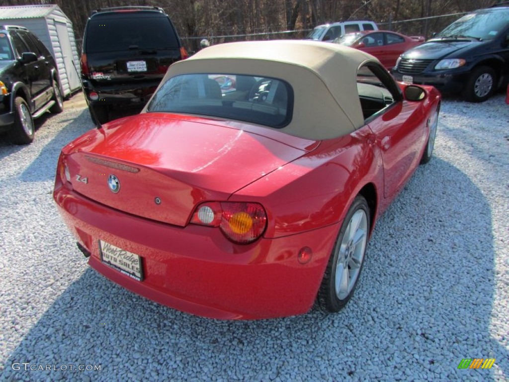 2004 Z4 3.0i Roadster - Bright Red / Beige photo #5