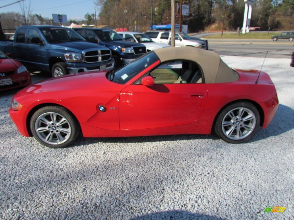 2004 Z4 3.0i Roadster - Bright Red / Beige photo #9