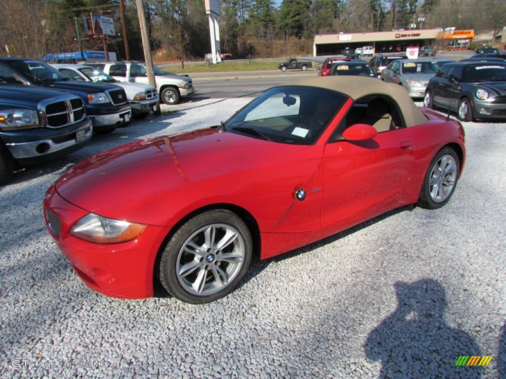 2004 Z4 3.0i Roadster - Bright Red / Beige photo #10