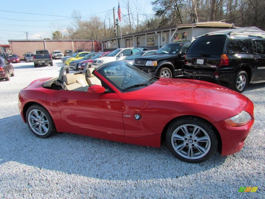 2004 Z4 3.0i Roadster - Bright Red / Beige photo #13