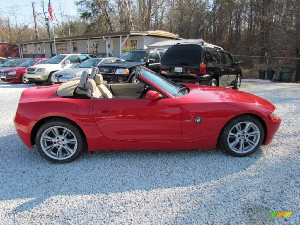 2004 Z4 3.0i Roadster - Bright Red / Beige photo #14