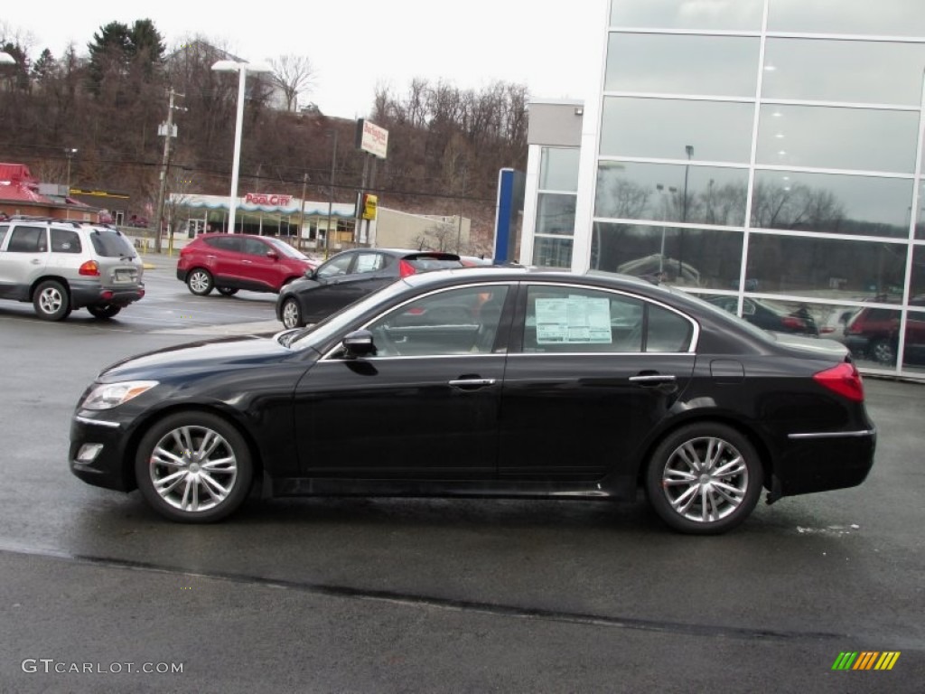 Black Noir Pearl 2013 Hyundai Genesis 3.8 Sedan Exterior Photo #76659771