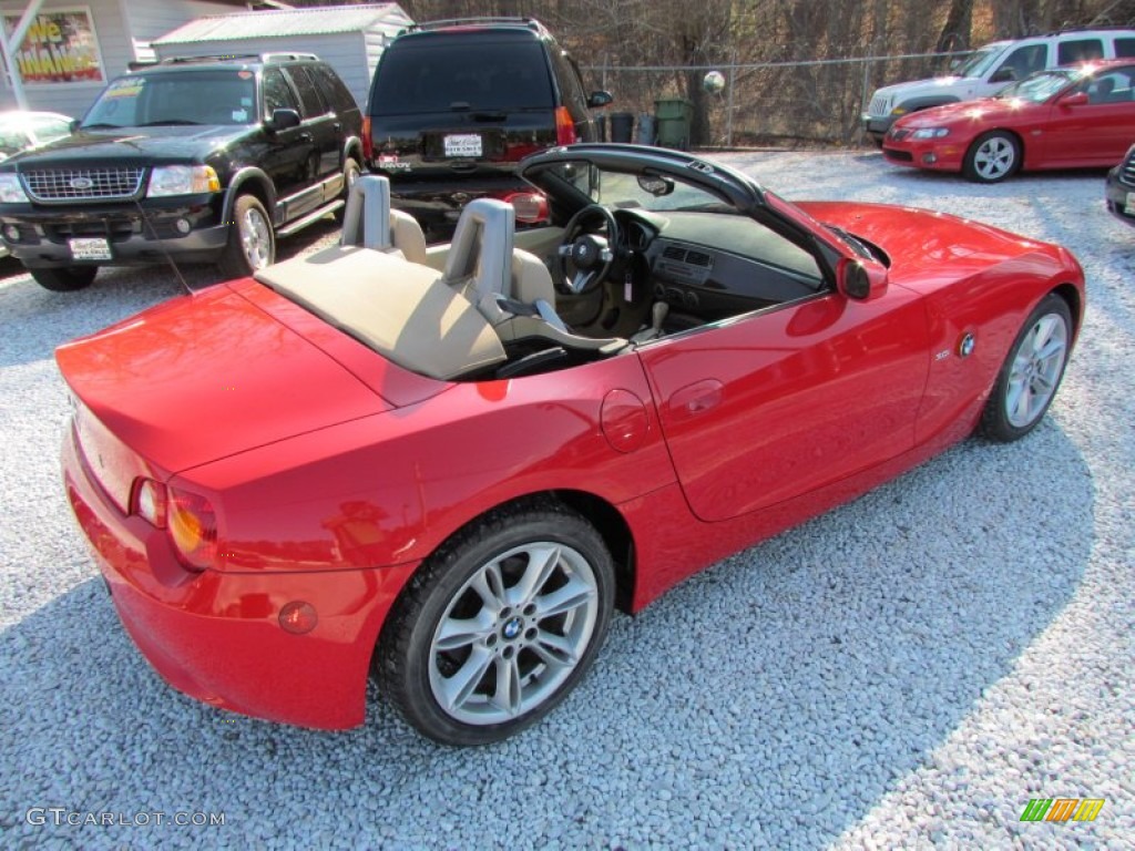 2004 Z4 3.0i Roadster - Bright Red / Beige photo #15