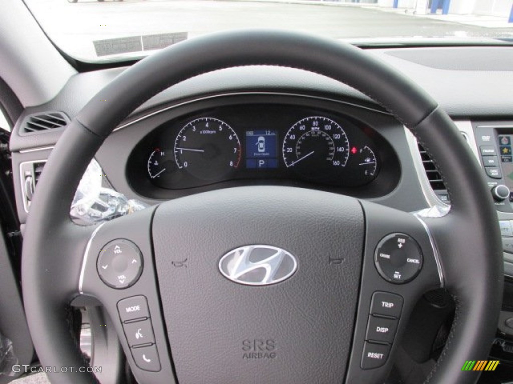 2013 Hyundai Genesis 3.8 Sedan Jet Black Steering Wheel Photo #76660041