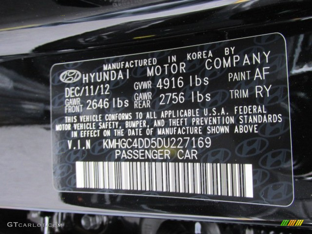 2013 Genesis Color Code AF for Black Noir Pearl Photo #76660113
