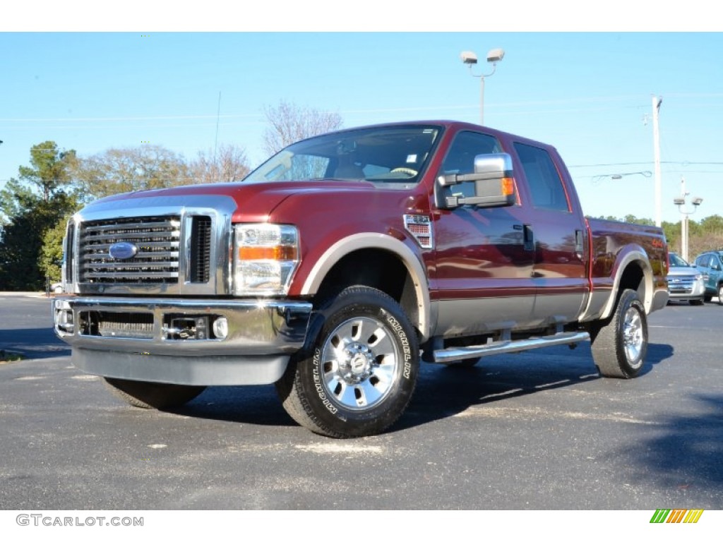 2008 F350 Super Duty Lariat Crew Cab 4x4 - Dark Toreador Red / Camel photo #1