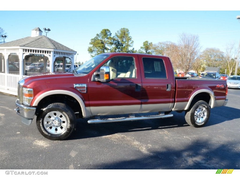 2008 F350 Super Duty Lariat Crew Cab 4x4 - Dark Toreador Red / Camel photo #8