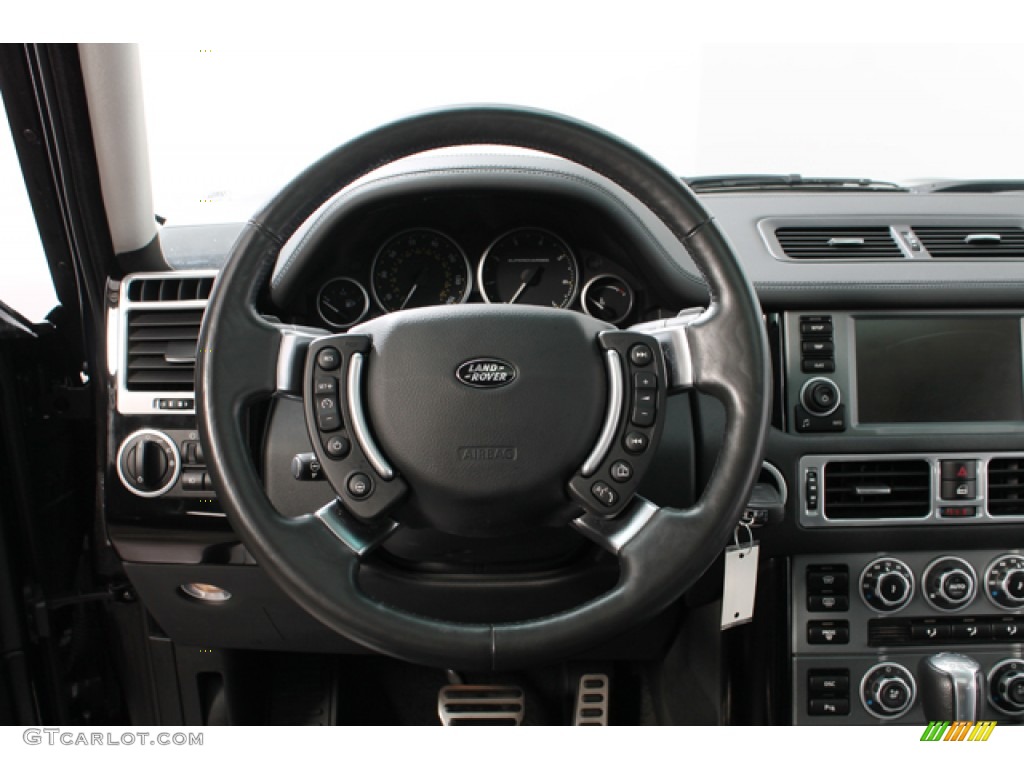 2009 Land Rover Range Rover Supercharged Jet Black/Jet Black Steering Wheel Photo #76669932