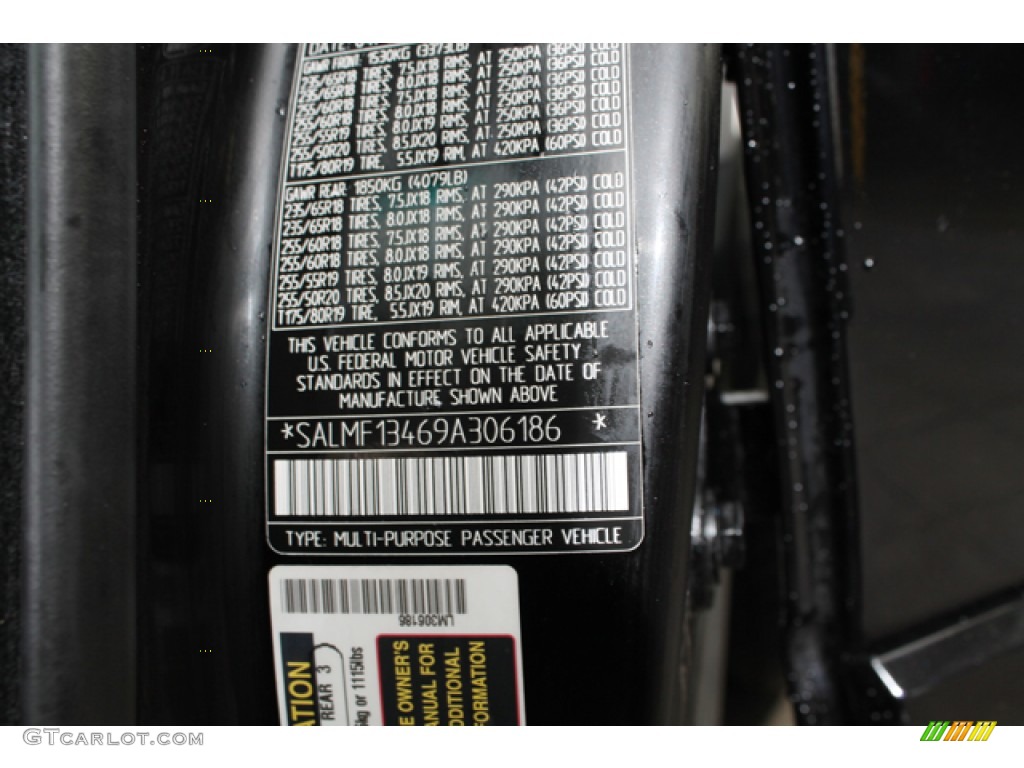 2009 Land Rover Range Rover Supercharged Info Tag Photo #76670602