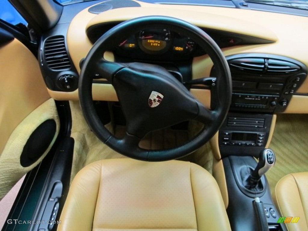 2002 Porsche Boxster Standard Boxster Model Savanna Beige Steering Wheel Photo #76671016