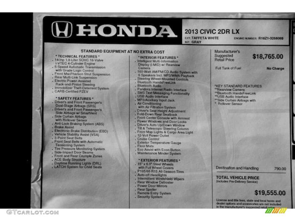 2013 Honda Civic LX Coupe Window Sticker Photo #76677381