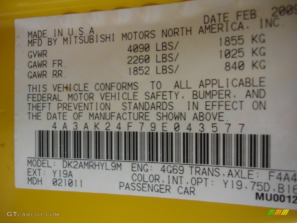 2009 Eclipse GS Coupe - Solar Satin Yellow / Dark Charcoal photo #15