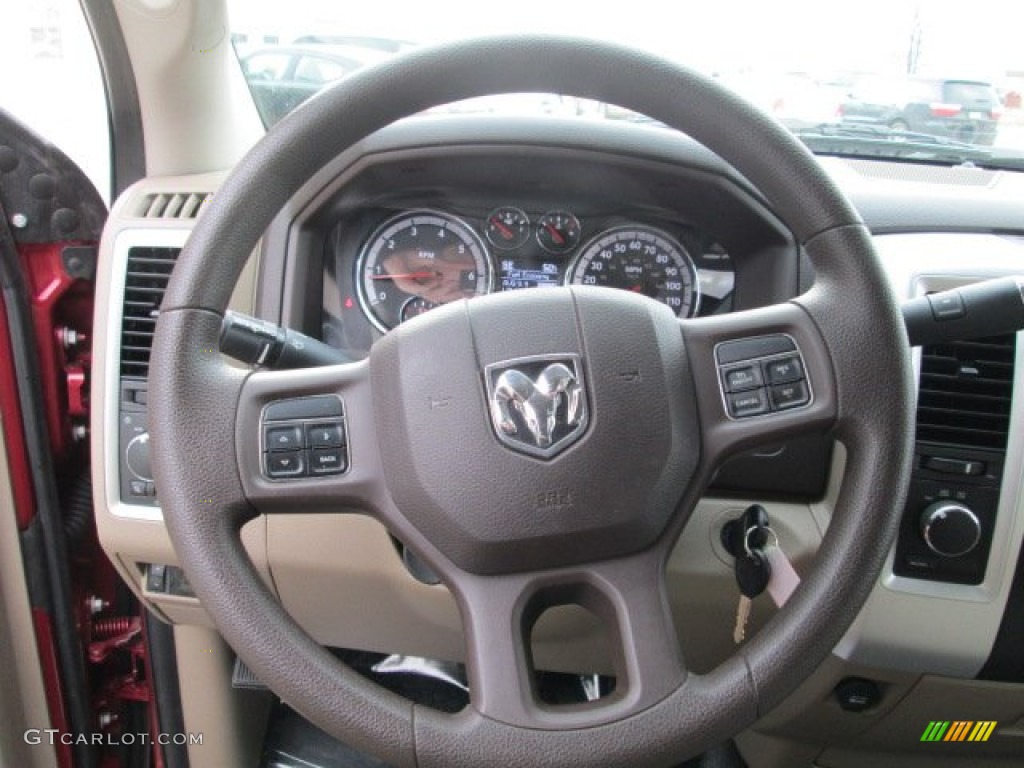 2012 Dodge Ram 2500 HD SLT Crew Cab 4x4 Light Pebble Beige/Bark Brown Steering Wheel Photo #76687750