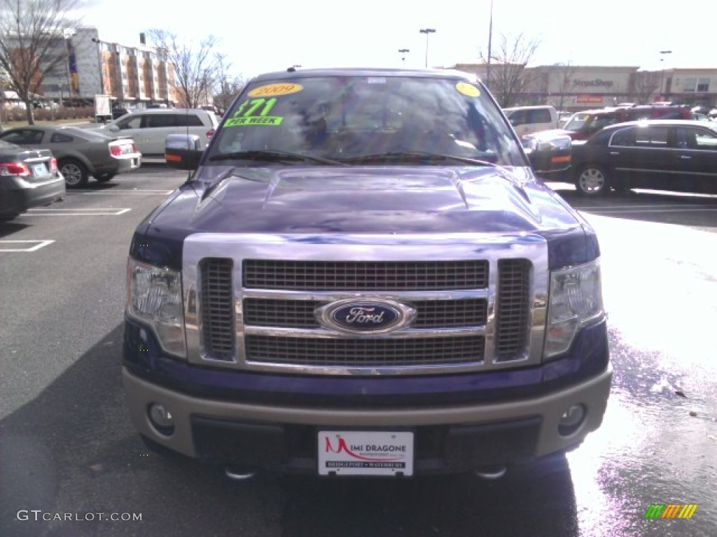 2009 F150 Lariat SuperCrew 4x4 - Dark Blue Pearl Metallic / Camel/Tan photo #2