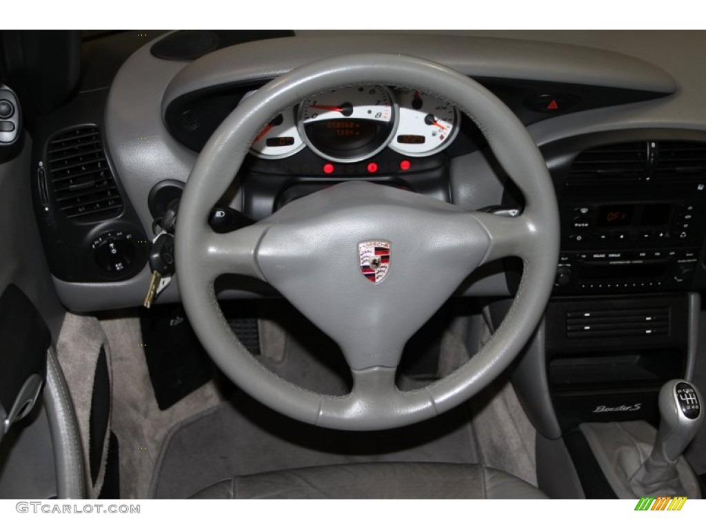 2004 Porsche Boxster S Graphite Grey Steering Wheel Photo #76692421