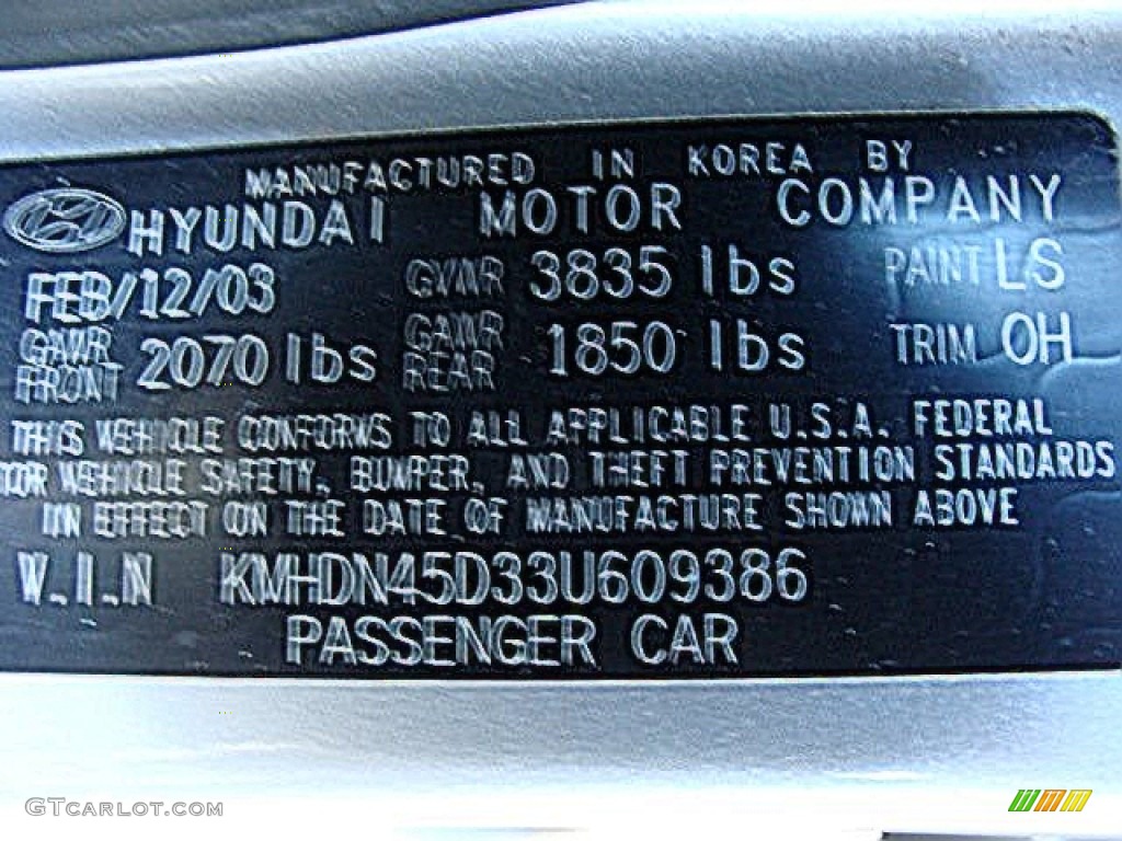 2003 Elantra GLS Sedan - Silver Pewter / Gray photo #26