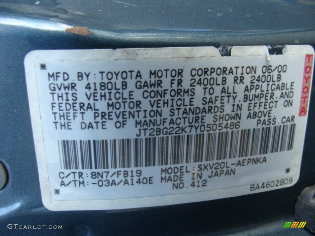 2000 Camry LE - Sailfin Blue Metallic / Gray photo #28