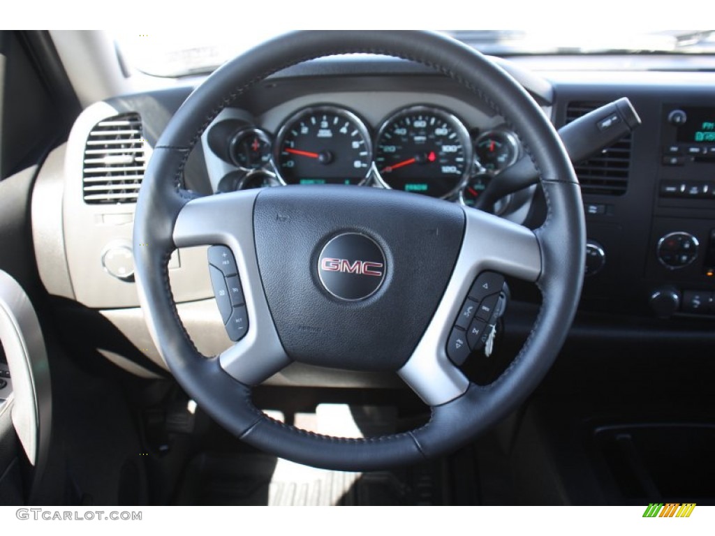 2013 GMC Sierra 1500 SLE Crew Cab 4x4 Ebony Steering Wheel Photo #76710976