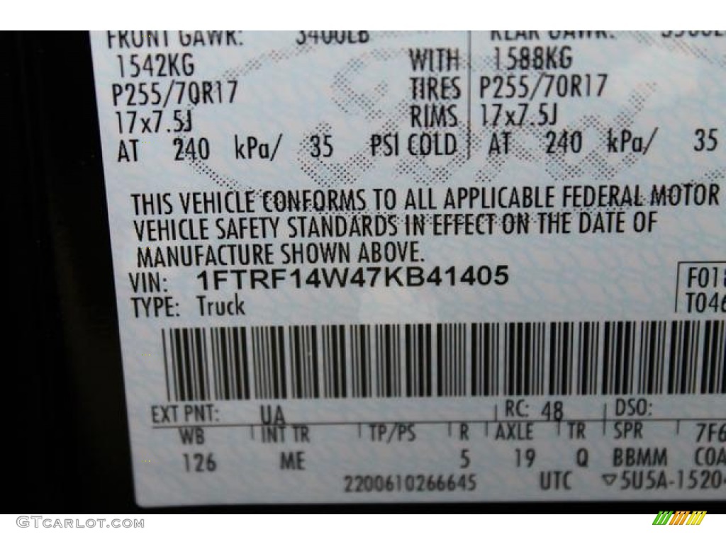 2007 F150 Color Code UA for Black Photo #76713066