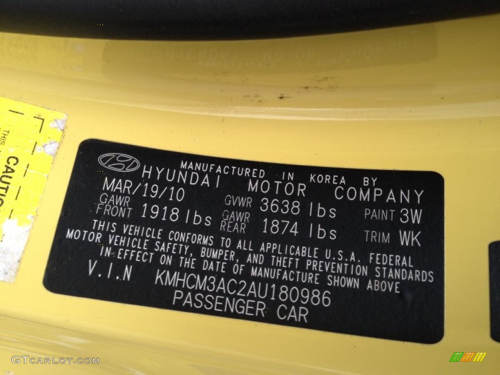 2010 Accent GS 3 Door - Mellow Yellow / Black photo #11