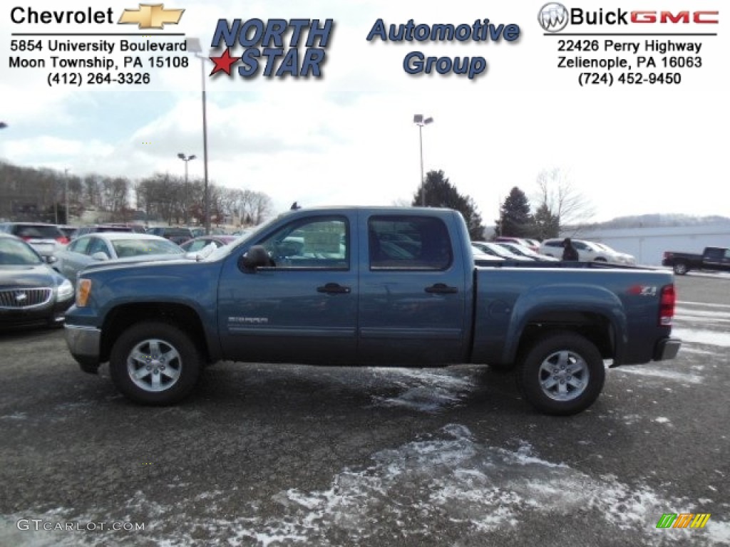 2013 Sierra 1500 SLE Crew Cab 4x4 - Stealth Gray Metallic / Ebony photo #1