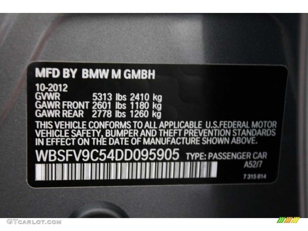 2013 M5 Color Code A52 for Space Grey Metallic Photo #76724008
