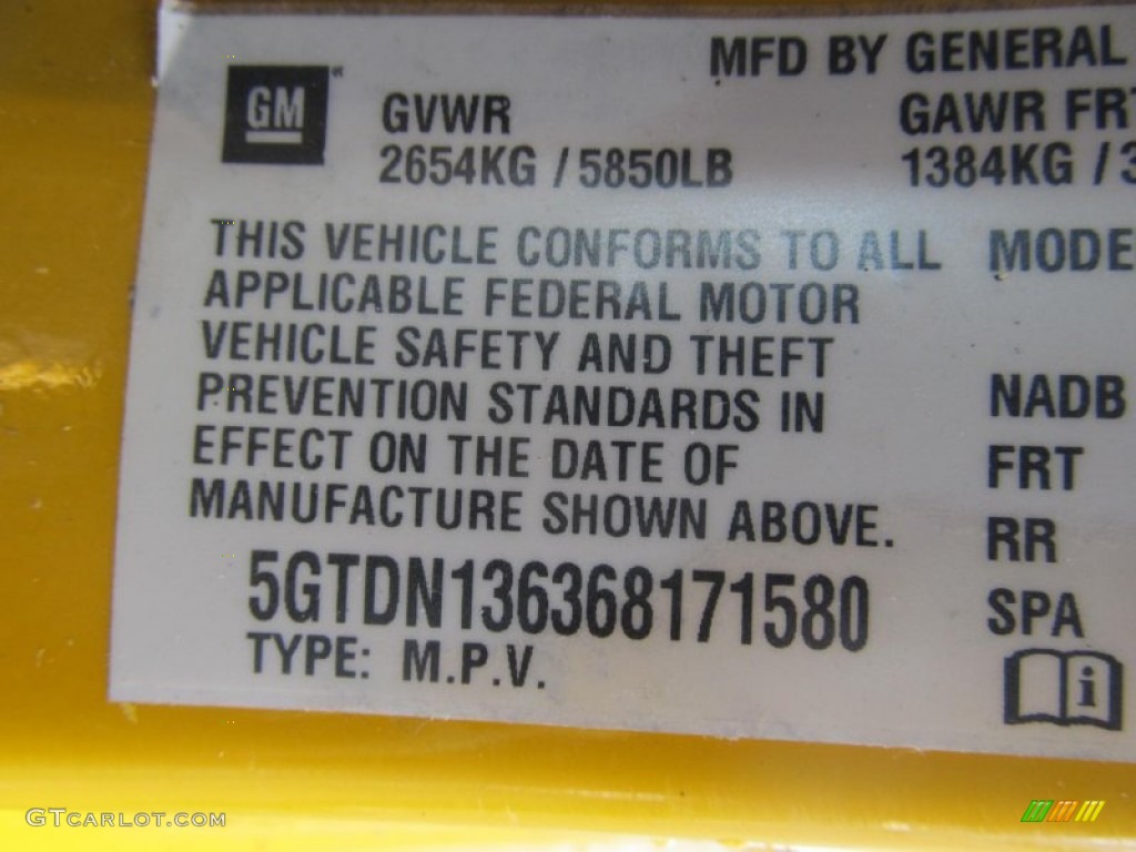 2006 Hummer H3 Standard H3 Model Info Tag Photo #76724620