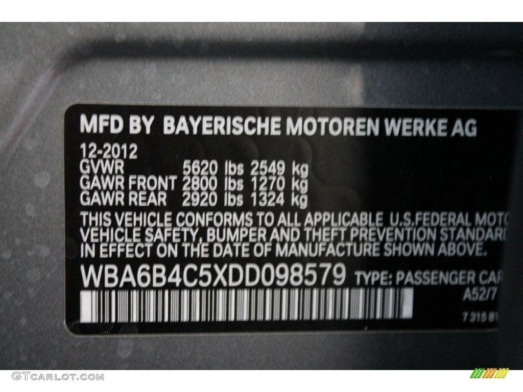 2013 BMW 6 Series 650i xDrive Gran Coupe A52 Photo #76724765