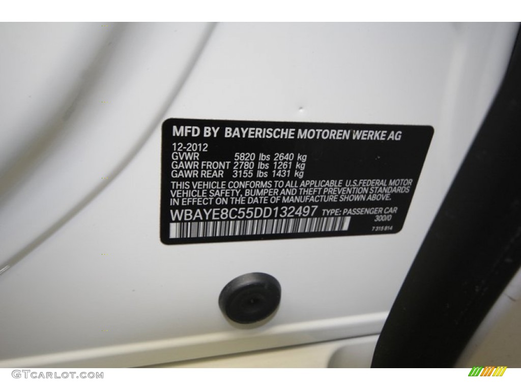 2013 7 Series Color Code 300 for Alpine White Photo #76734120