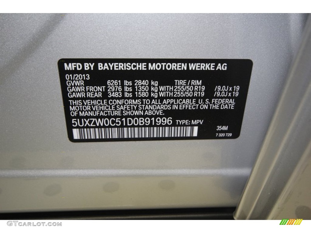 2013 X5 Color Code 354 for Titanium Silver Metallic Photo #76735594