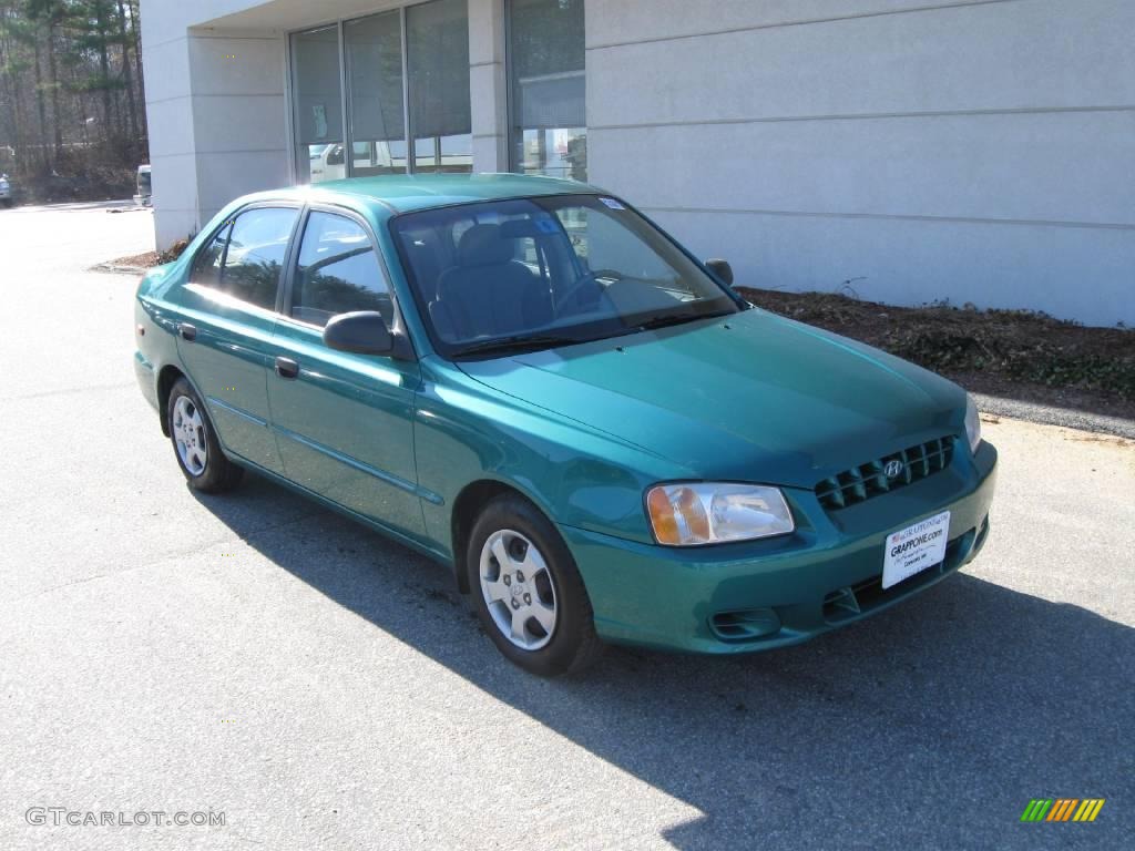 2001 Accent GL Sedan - Jade Green / Beige photo #1