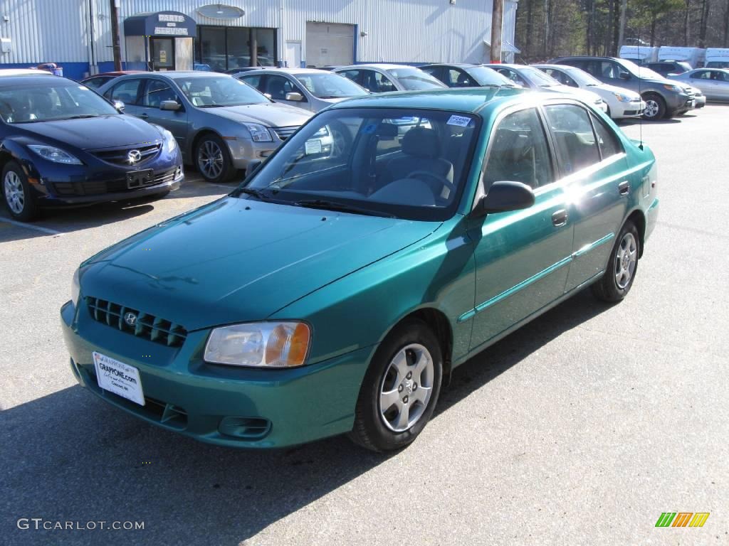 2001 Accent GL Sedan - Jade Green / Beige photo #4