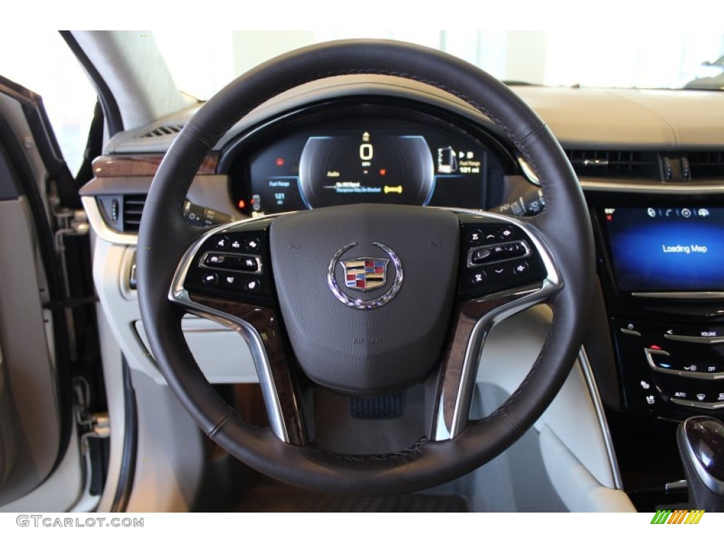 2013 Cadillac XTS Platinum FWD Very Light Platinum/Dark Urban/Cocoa Opus Full Leather Steering Wheel Photo #76737905