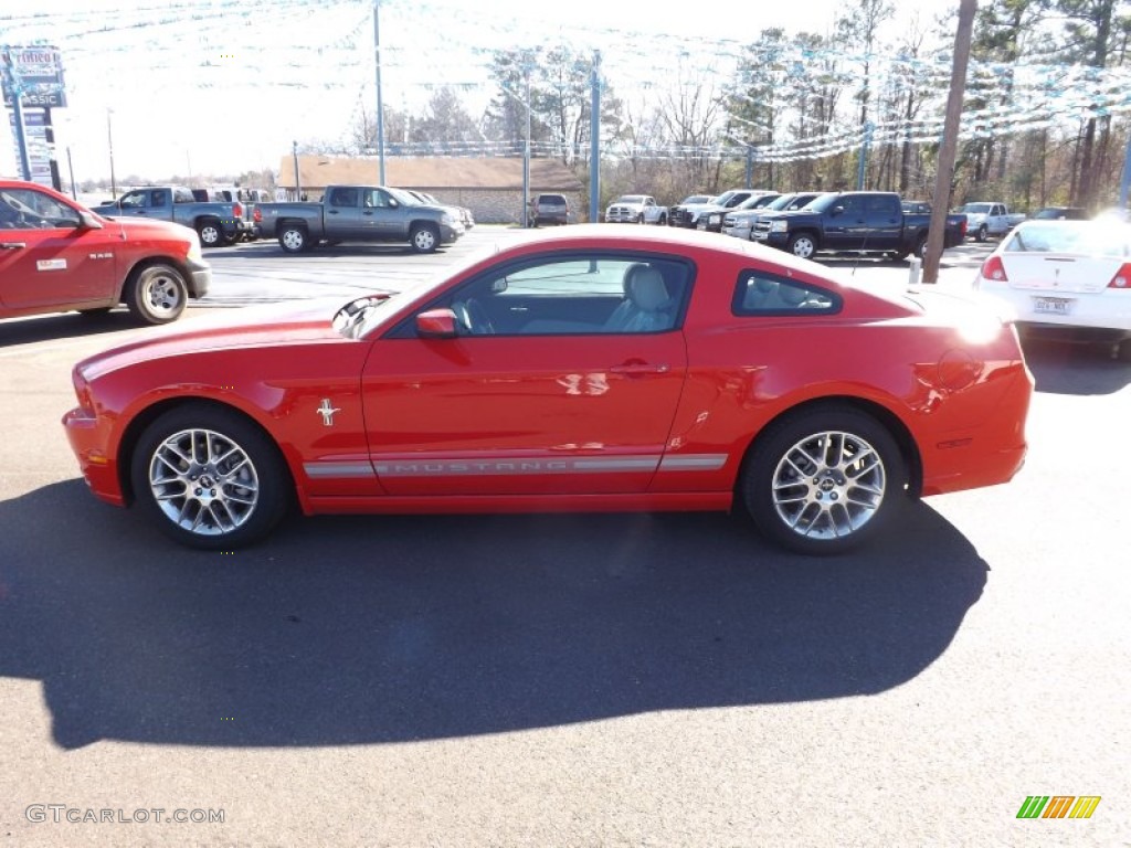 2013 Mustang V6 Premium Coupe - Race Red / Stone photo #6