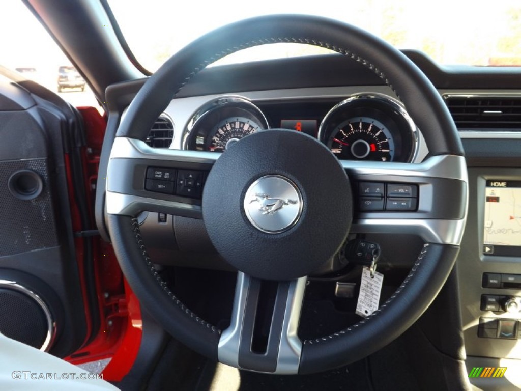 2013 Mustang V6 Premium Coupe - Race Red / Stone photo #16