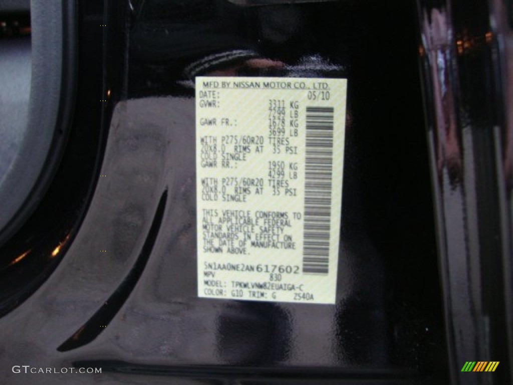 2010 Armada Platinum 4WD - Galaxy Black Metallic / Charcoal photo #22