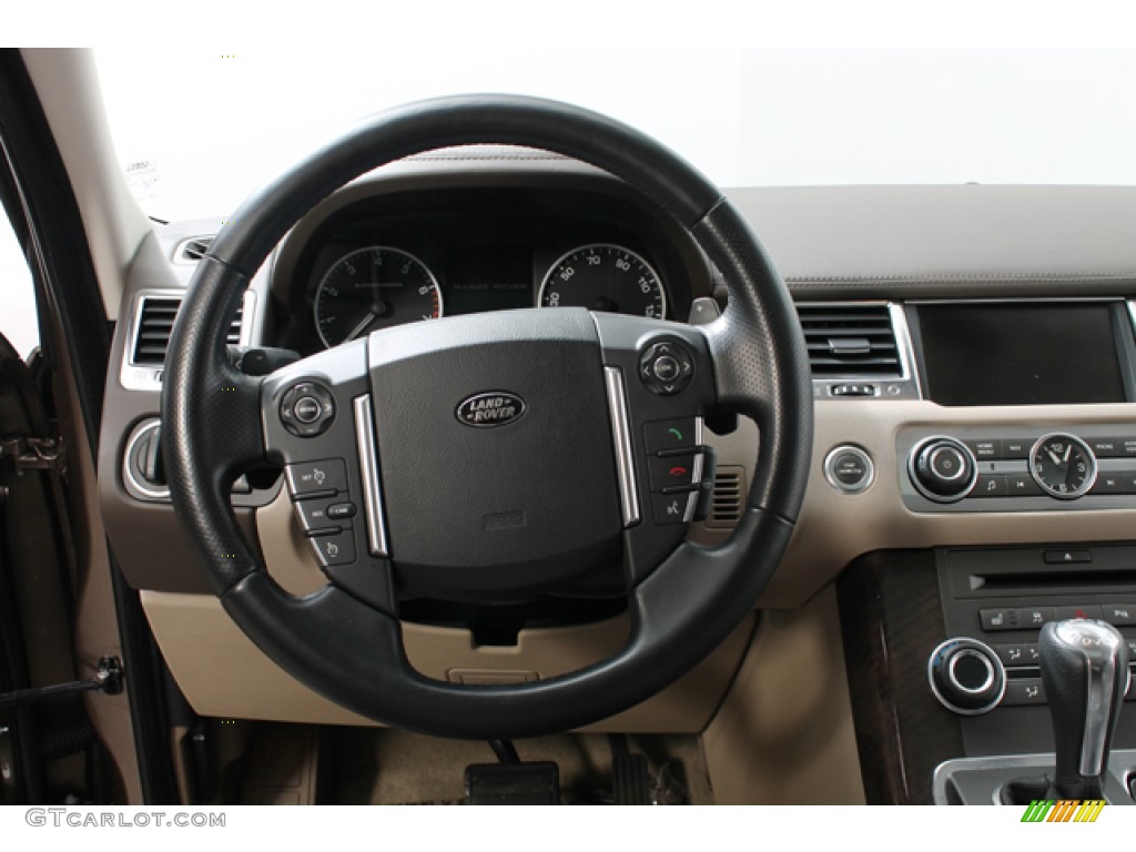 2010 Land Rover Range Rover Sport Supercharged Premium Arabica/Arabica Stitching Steering Wheel Photo #76743772