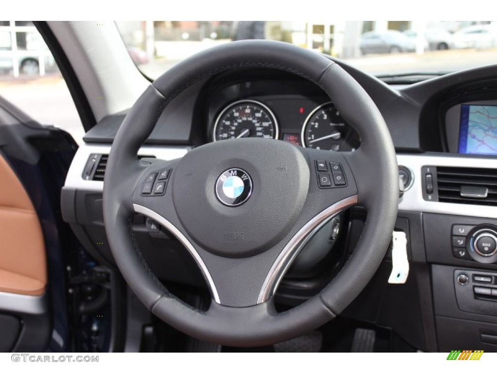 2012 BMW 3 Series 335i xDrive Coupe Saddle Brown Steering Wheel Photo #76749566