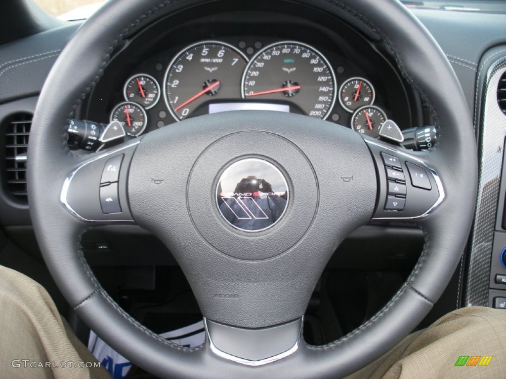 2012 Chevrolet Corvette Grand Sport Convertible Ebony Steering Wheel Photo #76751827