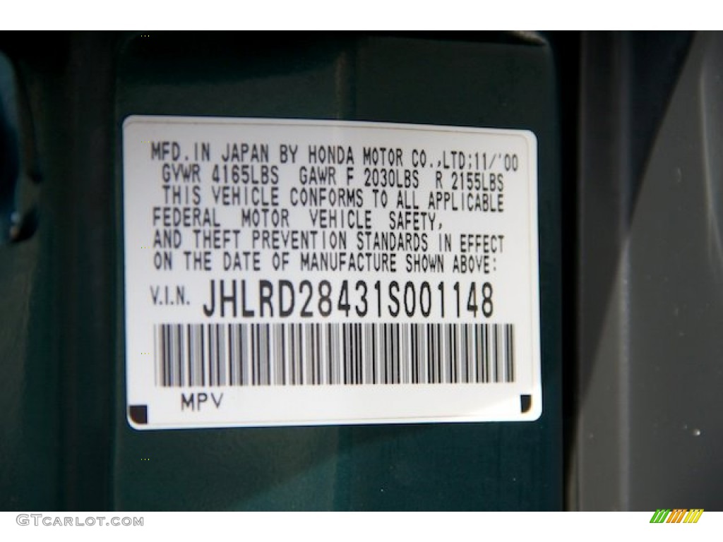 2001 CR-V LX - Clover Green Pearl / Dark Gray photo #35