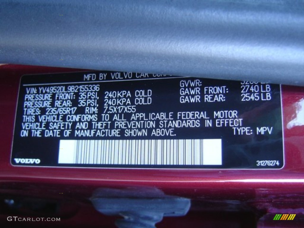 2011 XC60 3.2 - Maple Red Metallic / Anthracite Black photo #16