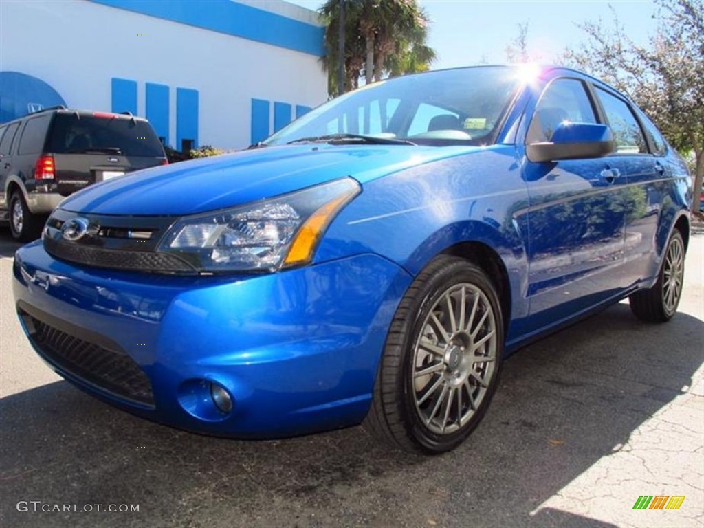 2010 Focus SES Sedan - Blue Flame Metallic / Medium Stone photo #7