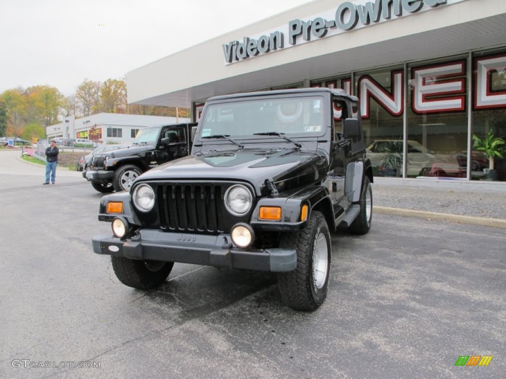 2002 Wrangler Sahara 4x4 - Black / Camel Beige/Dark Green photo #2