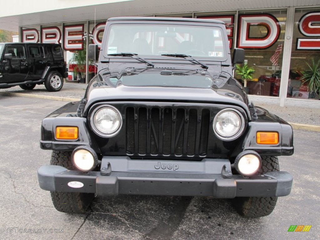 2002 Wrangler Sahara 4x4 - Black / Camel Beige/Dark Green photo #3