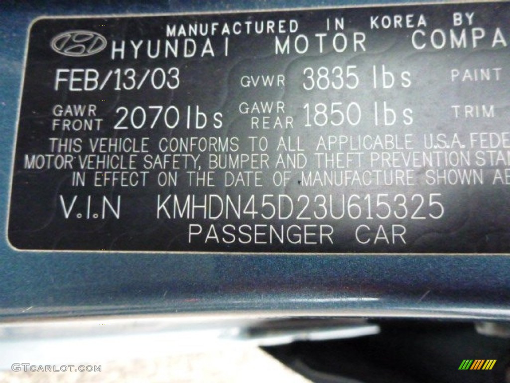 2003 Elantra GLS Sedan - Ocean Blue / Beige photo #20