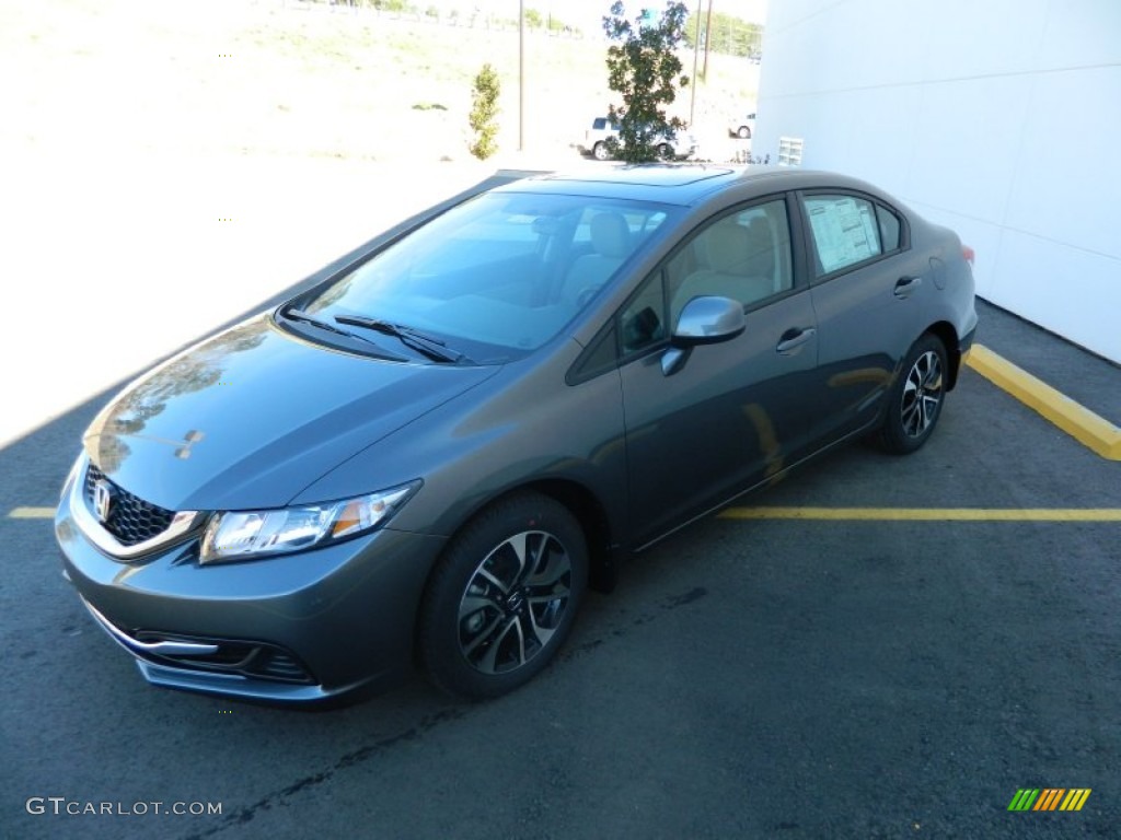 2013 Civic EX Sedan - Polished Metal Metallic / Gray photo #3