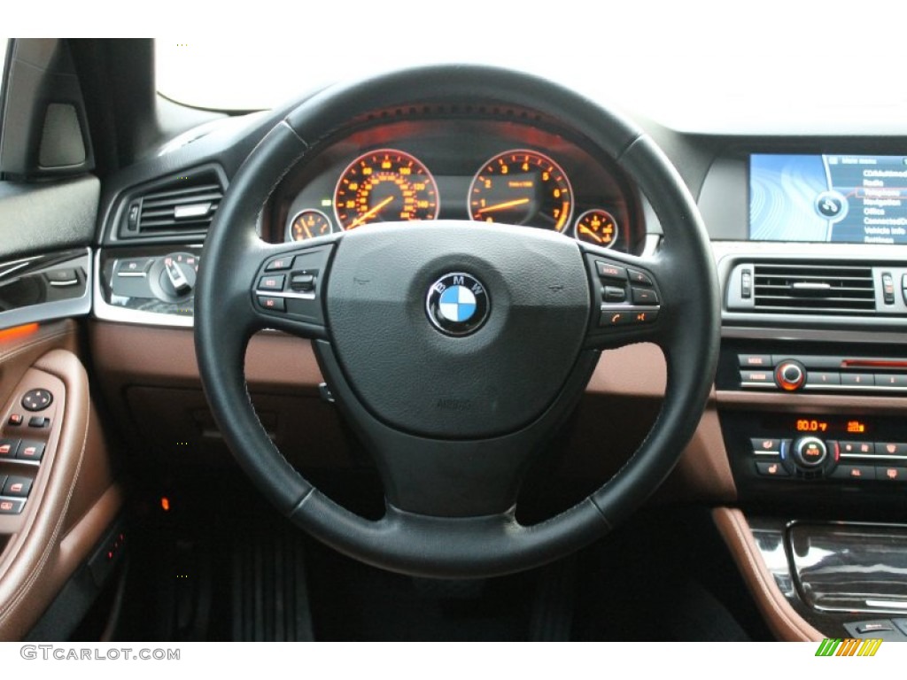 2011 BMW 5 Series 528i Sedan Cinnamon Brown Steering Wheel Photo #76775675