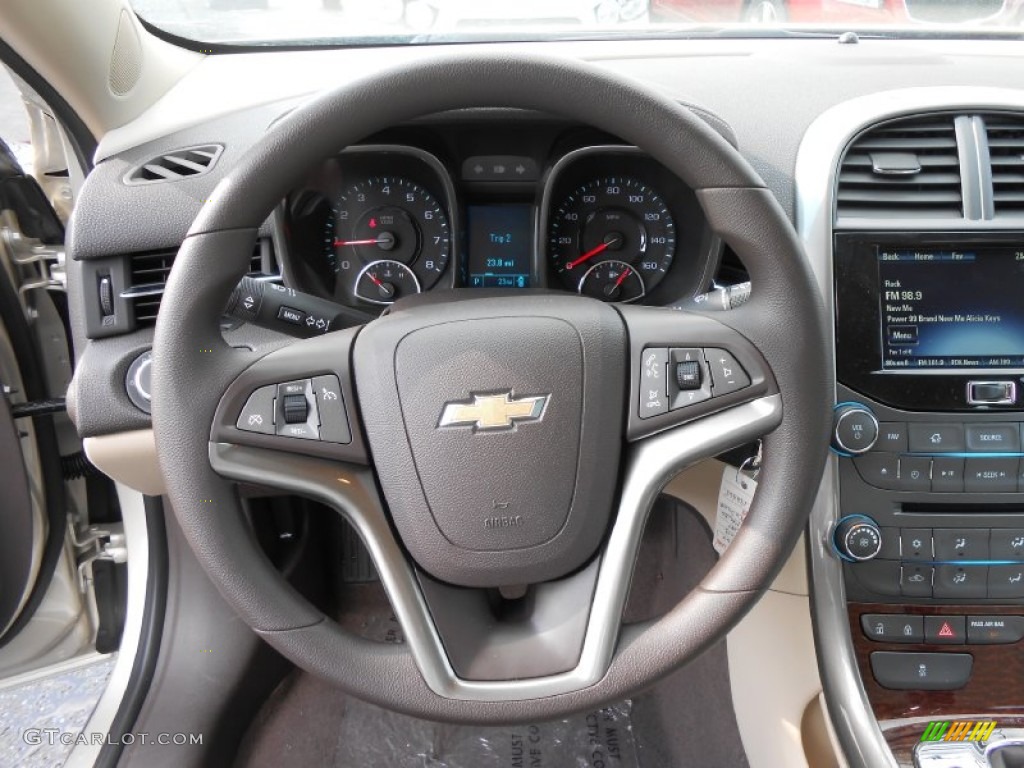 2013 Chevrolet Malibu LT Cocoa/Light Neutral Steering Wheel Photo #76777697