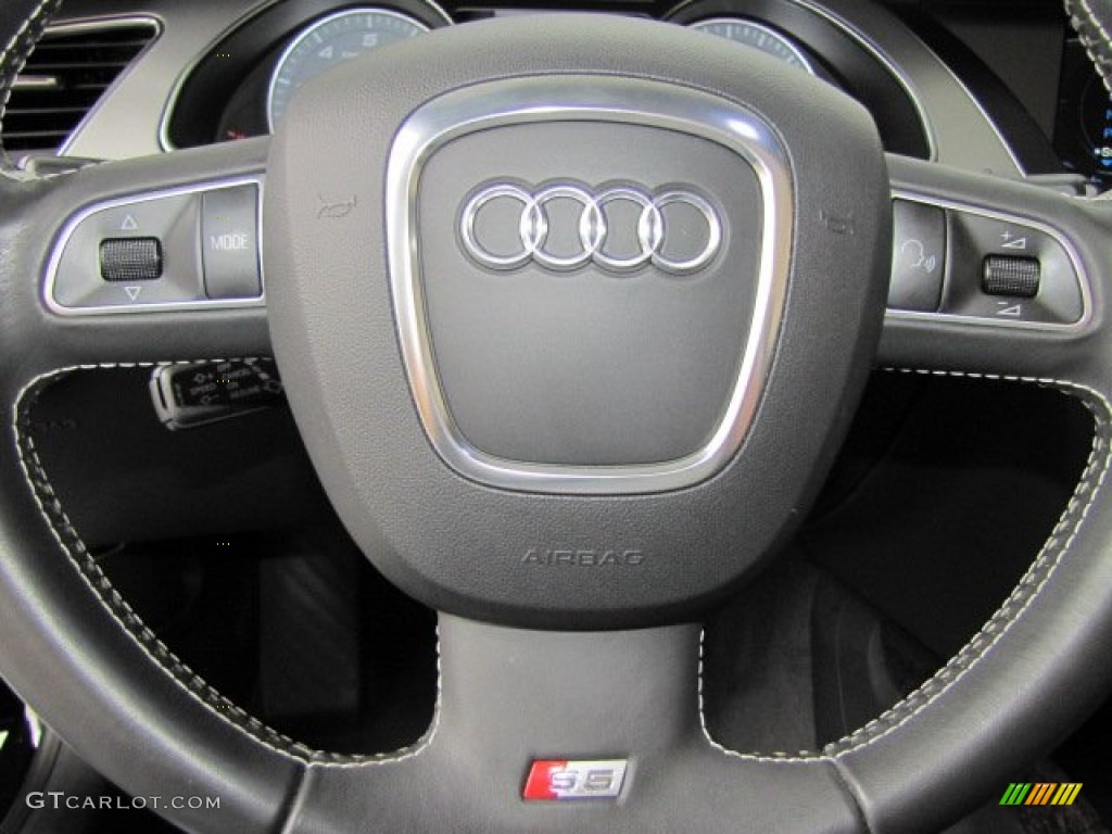 2010 Audi S5 3.0 TFSI quattro Cabriolet Black Silk Nappa Leather Steering Wheel Photo #76781117