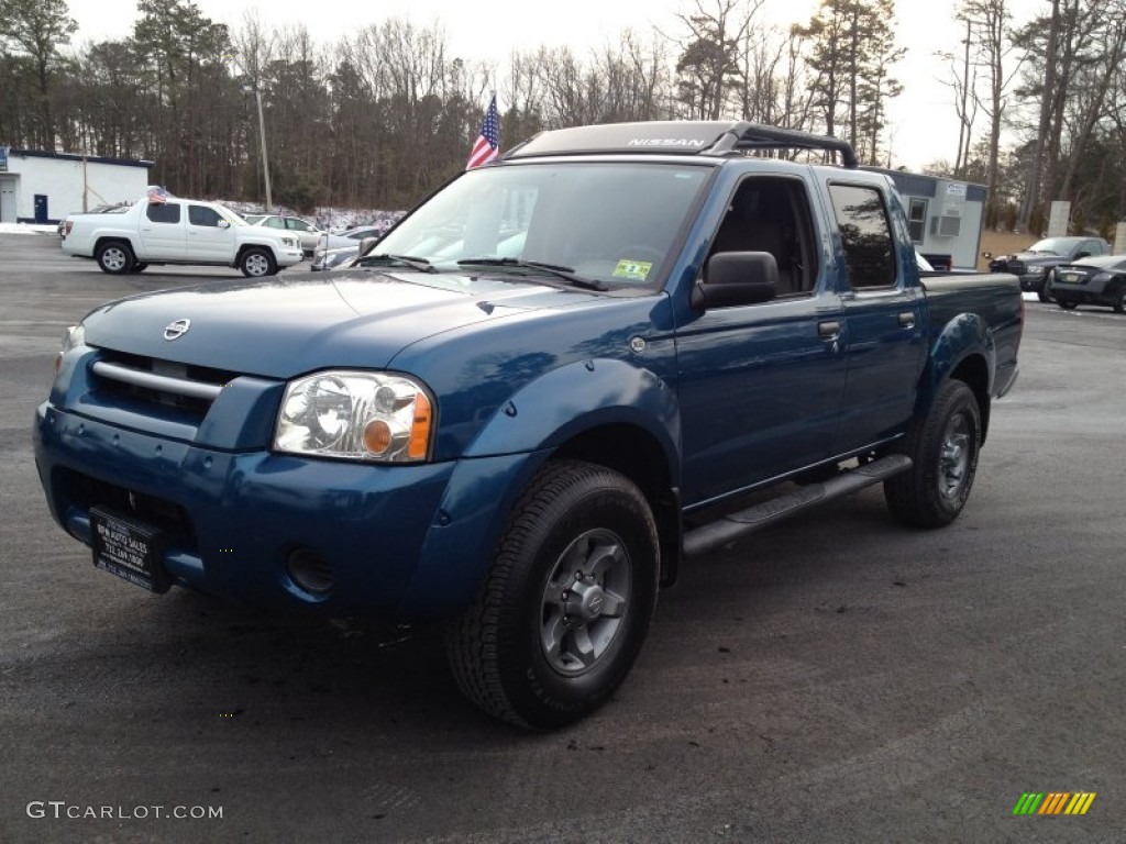 2003 Frontier XE V6 Crew Cab - Electric Blue Metallic / Gray photo #1